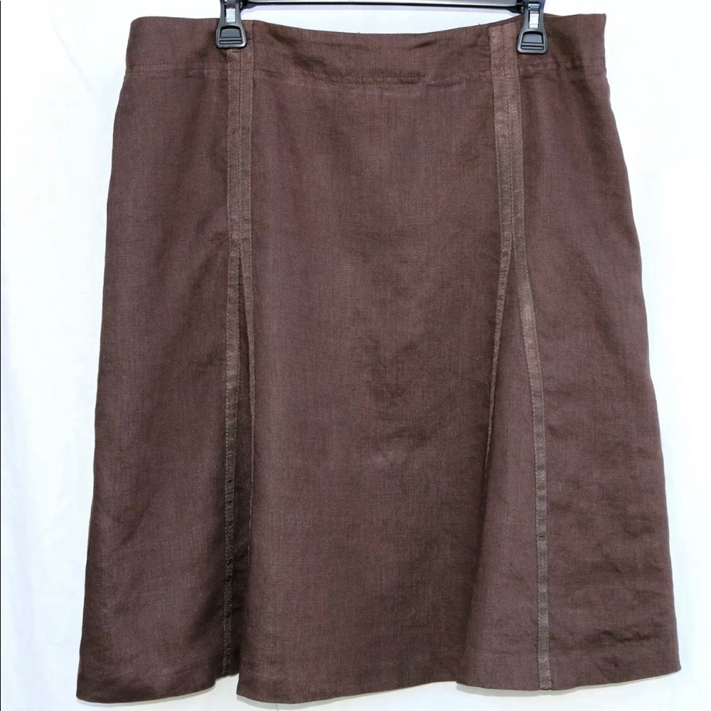 ecologie‎ Size 14 Brown Gored Skirt Grosgrain Ribbon Details Fully Lined